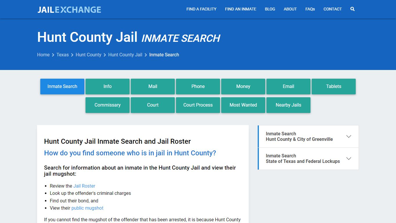 Inmate Search: Roster & Mugshots - Hunt County Jail, TX